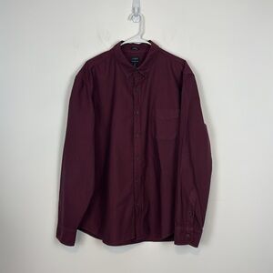 Men’s J Crew Factory Burgundy Garment Dyed Oxford Shirt. Size XXL. NWT
